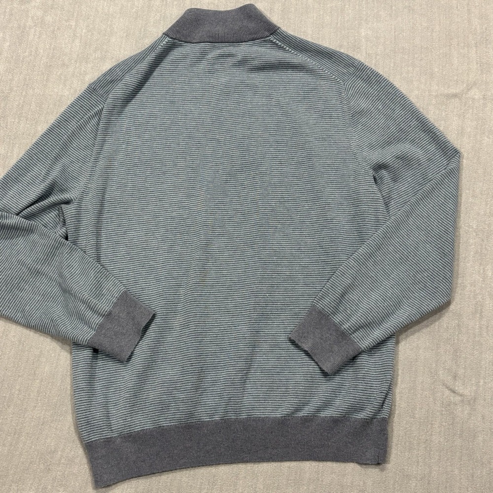 Vineyard Vines Cashmere Cotton Blend 1/4 Zip Sweater Mens Large Blue Striped - Picture 6 of 6